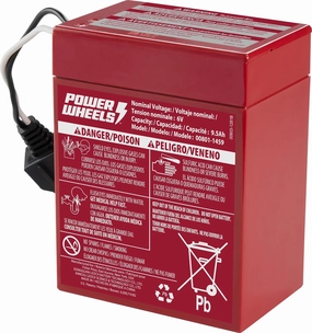 Power Wheels 6-Volt Red Rechargeable Replacement Battery for Fisher-Price Ride-On Preschool & Toddler Toy, Red