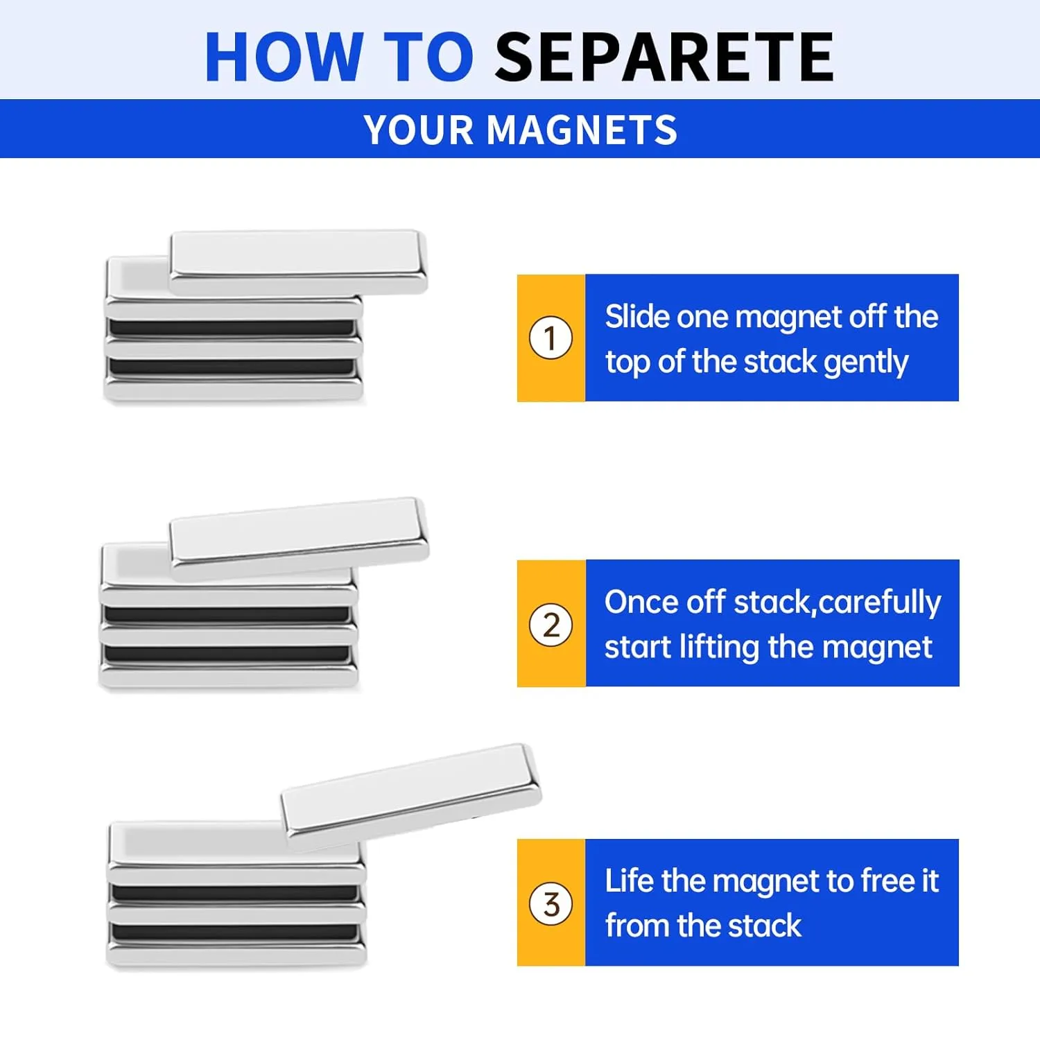 Powerful Neodymium Bar Magnets, 25 Pack Rare Earth Magnets, Heavy Duty Magnets, Rectangular Magnets, Small Magnets Strong for Fridge, DIY, Garage, Kitchen, Science, Craft, Office-60x10x3mm