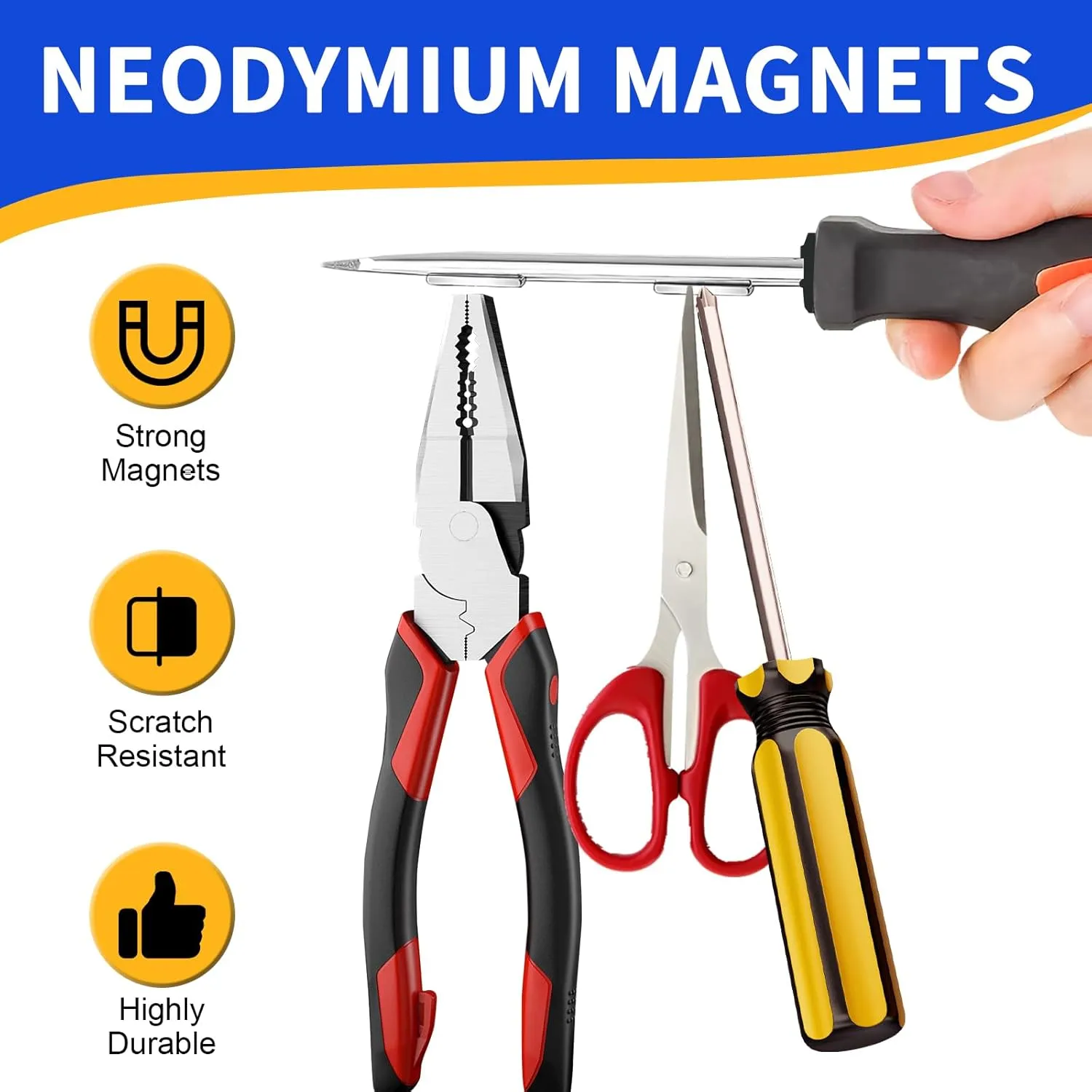 Powerful Neodymium Bar Magnets, 25 Pack Rare Earth Magnets, Heavy Duty Magnets, Rectangular Magnets, Small Magnets Strong for Fridge, DIY, Garage, Kitchen, Science, Craft, Office-60x10x3mm