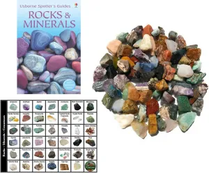 Premium Bulk Rough Rock Kit – 4lbs of Raw and Natural Crystals and Rocks – Includes a 64-Page Guide – Great STEM/STEAM Teaching Tool – Rock Collection for Geology Enthusiasts