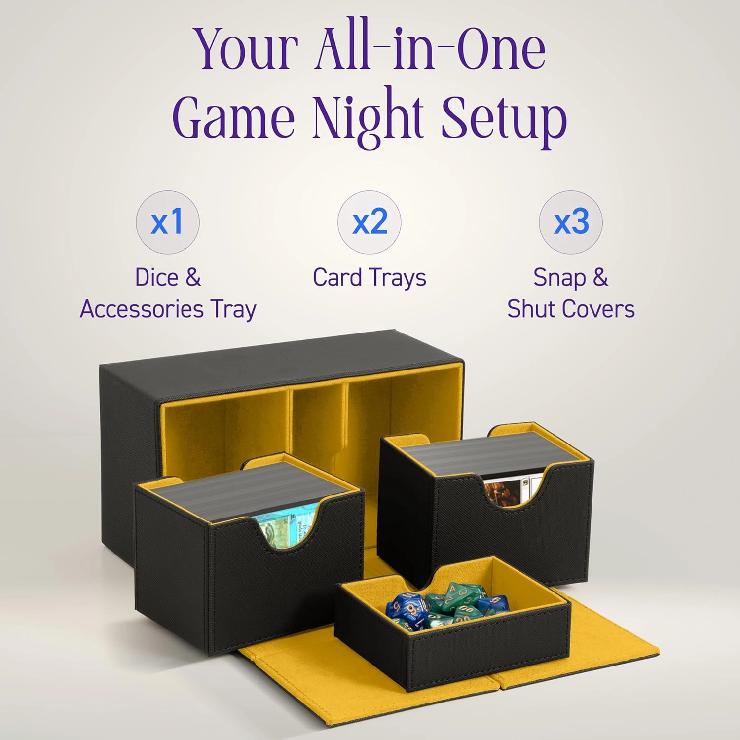 Premium Commander Deck Box – MTG Deck Box for 200  Double Sleeved Cards – Dual Sideloading Case with Dice Tray – TCG, Lorcana, Magic the Gathering Card Box