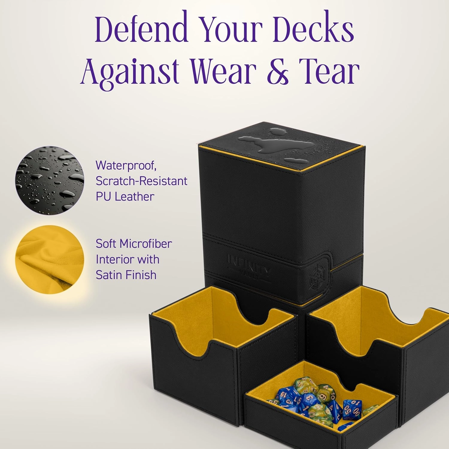 Premium Commander Deck Box – MTG Deck Box for 200  Double Sleeved Cards – Dual Sideloading Case with Dice Tray – TCG, Lorcana, Magic the Gathering Card Box
