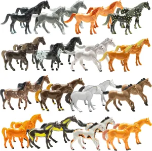 PREXTEX Plastic Horses Party Favors, 32 Count (All Different Horses in Various Poses and Colors) Best Toy Gift for Boys
