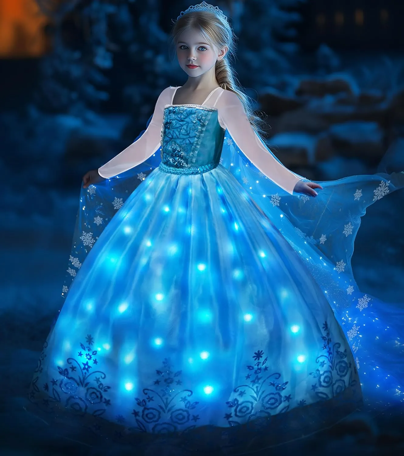 Princess Dresses for Girls Light Up Princess Costume for Christmas Halloween Toddler Princess Dress Up Clothes