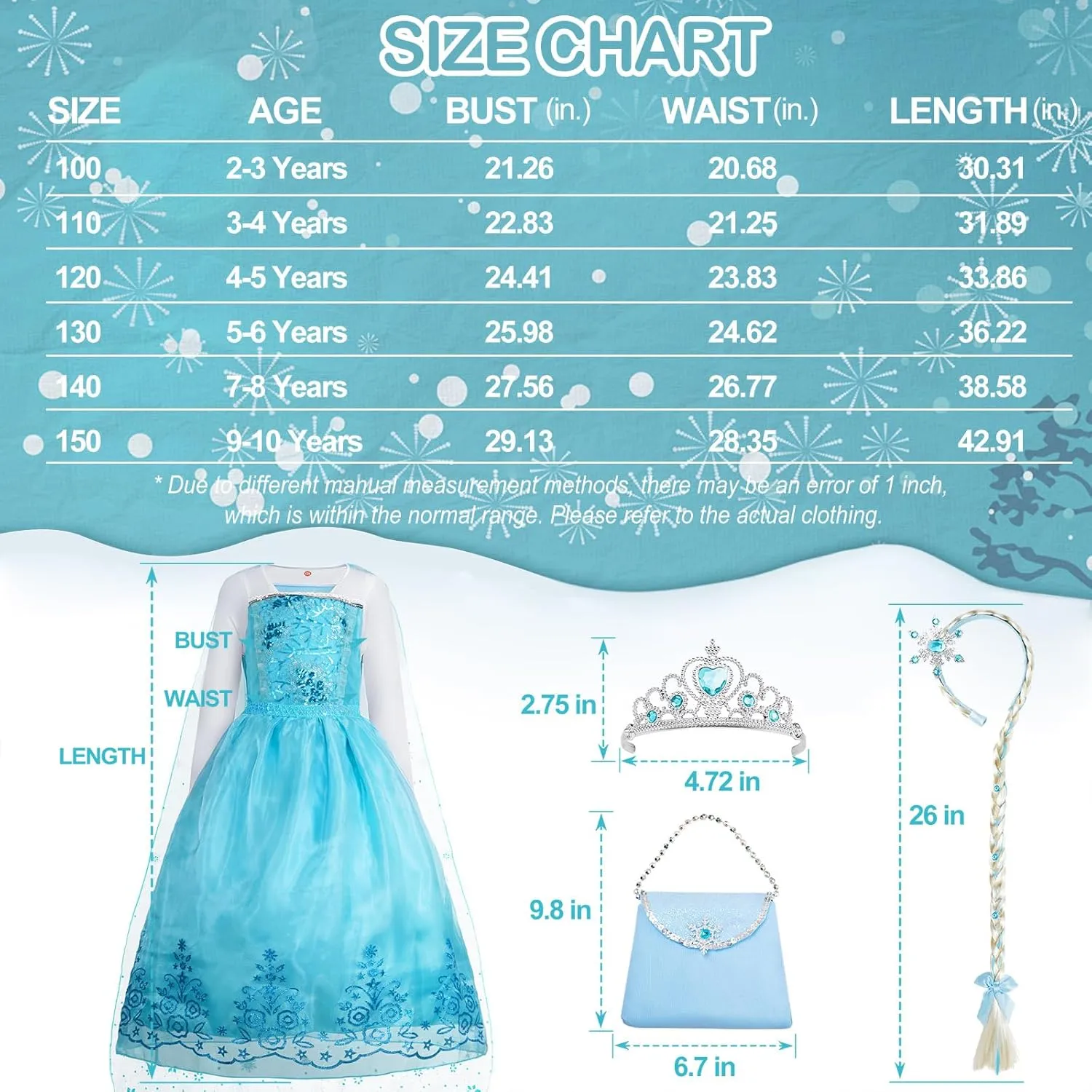 Princess Dresses for Girls Light Up Princess Costume for Christmas Halloween Toddler Princess Dress Up Clothes