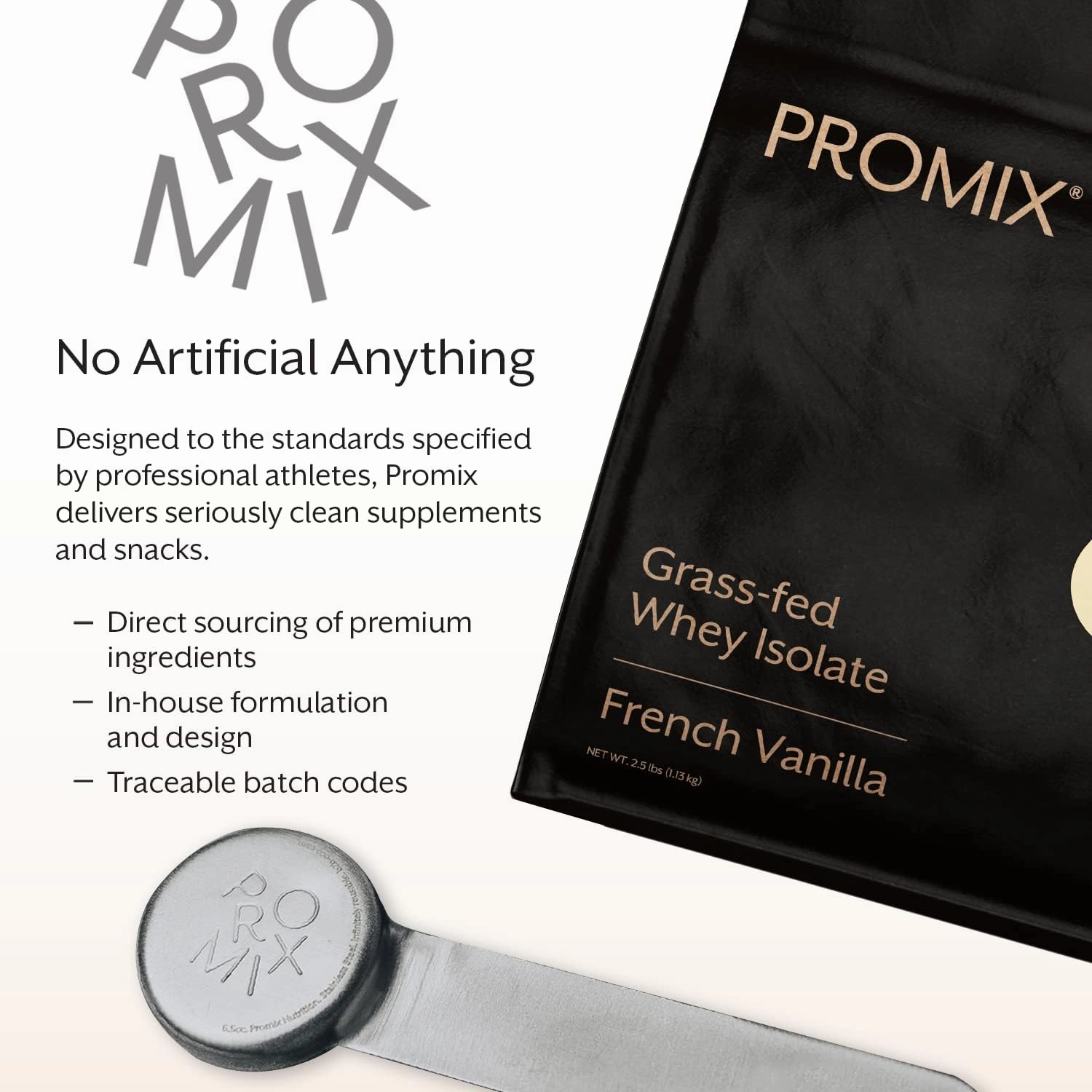 ProMix Nutrition Whey Protein Isolate Powder, Vanilla - Grass-Fed - ­Post Workout Fitness & Nutrition Shakes, Smoothies, Baking & Cooking Recipes - Gluten-Free & Keto-Friendly - 2.5 Pound (Pack of 1)