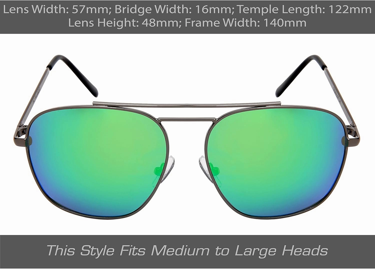 proSPORT Aviator Polarized Sunglasses Metal Grey Mirror Green Orange Red Green Blue Gold