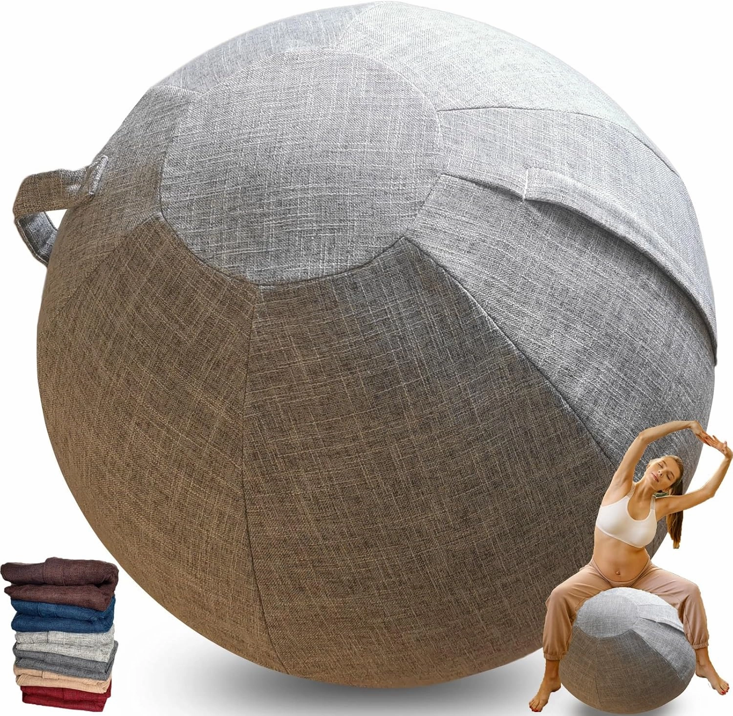 Protective Cover for Exercise Ball 55cm 65cm, Ball Chair Covers, Foldable Seat Balls Fabric Cover Lightweight Yoga Ball Cover Sitting Ball Covers with Handle Puncture Dust Cover