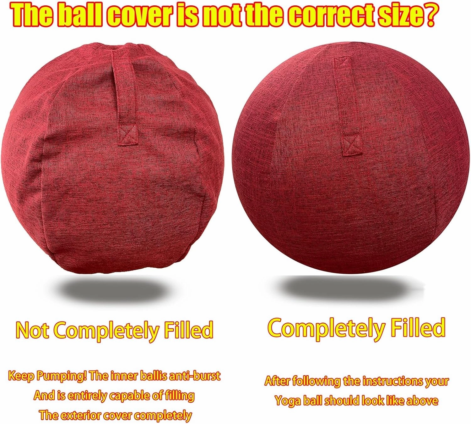 Protective Cover for Exercise Ball 55cm 65cm, Ball Chair Covers, Foldable Seat Balls Fabric Cover Lightweight Yoga Ball Cover Sitting Ball Covers with Handle Puncture Dust Cover