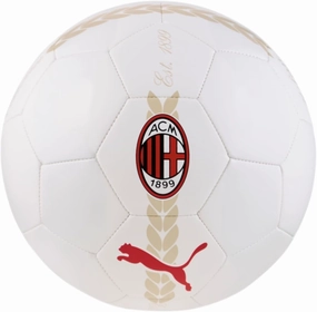 Puma AC Milan Pre-Match Ball - Machine-Stitched, Durable Construction, Official Club Branding, Suitable for All Ages and Genders (PUMA White-Putty)
