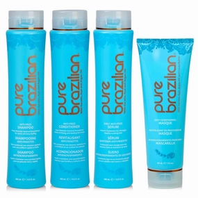 Pure Brazilian - 4 Piece Kit: Featuring our Anti-Frizz Shampoo, Nourishing Conditioner, Hydrating Serum, and Restorative Masque