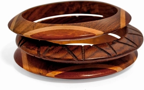 Pure Hands Handmade Wooden Bangle Set Studio – Sisso Sheesham & Saffron Teak Hexagonal & Inlaid Designs Satin Polish Artisan Jewelry Boho Style
