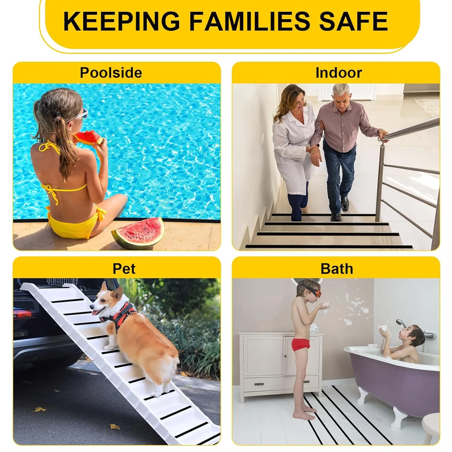Qingluan Anti Slip Tape, Heavy Duty Grip Tape Outdoor Waterproof, High Adhesive Traction Safety Tape for Stairs, Tread Steps, Ramps, Skateboards (Black, 1 Inch x 65 Feet)