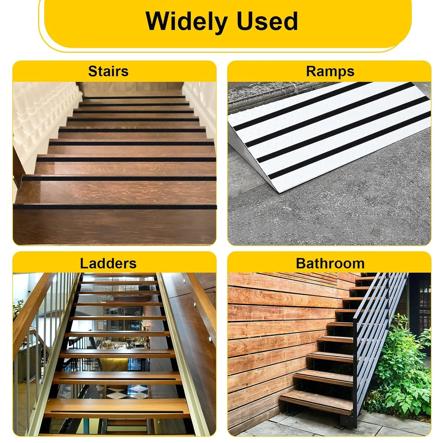 Qingluan Anti Slip Tape, Heavy Duty Grip Tape Outdoor Waterproof, High Adhesive Traction Safety Tape for Stairs, Tread Steps, Ramps, Skateboards (Black, 1 Inch x 65 Feet)