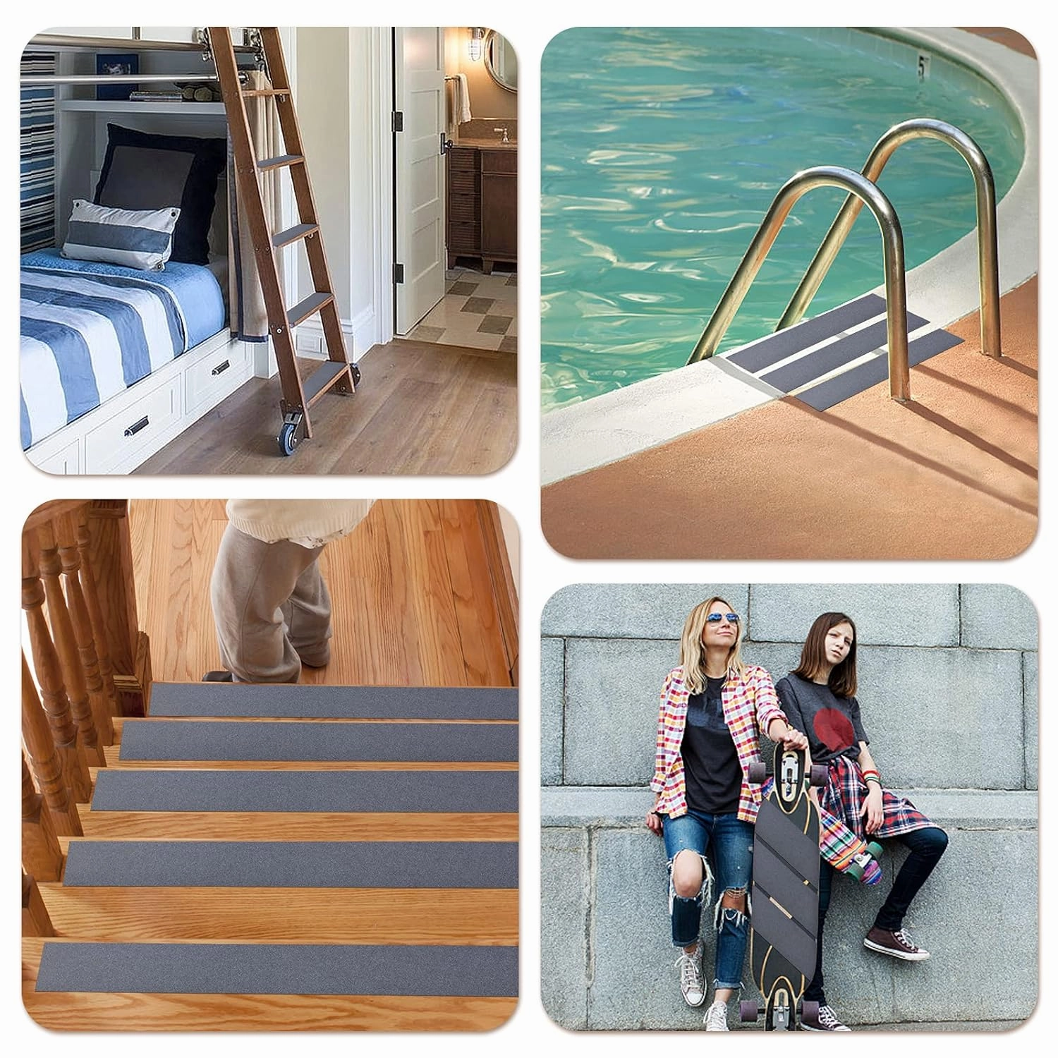 Qingluan Grip Tape, Heavy Duty Anti Slip Tape for Stairs Outdoor/Indoor Waterproof 4" x 33 ft, Safety Non-Slip Roll for Stair Step Traction Treads Stair Non Slip Strips Grey