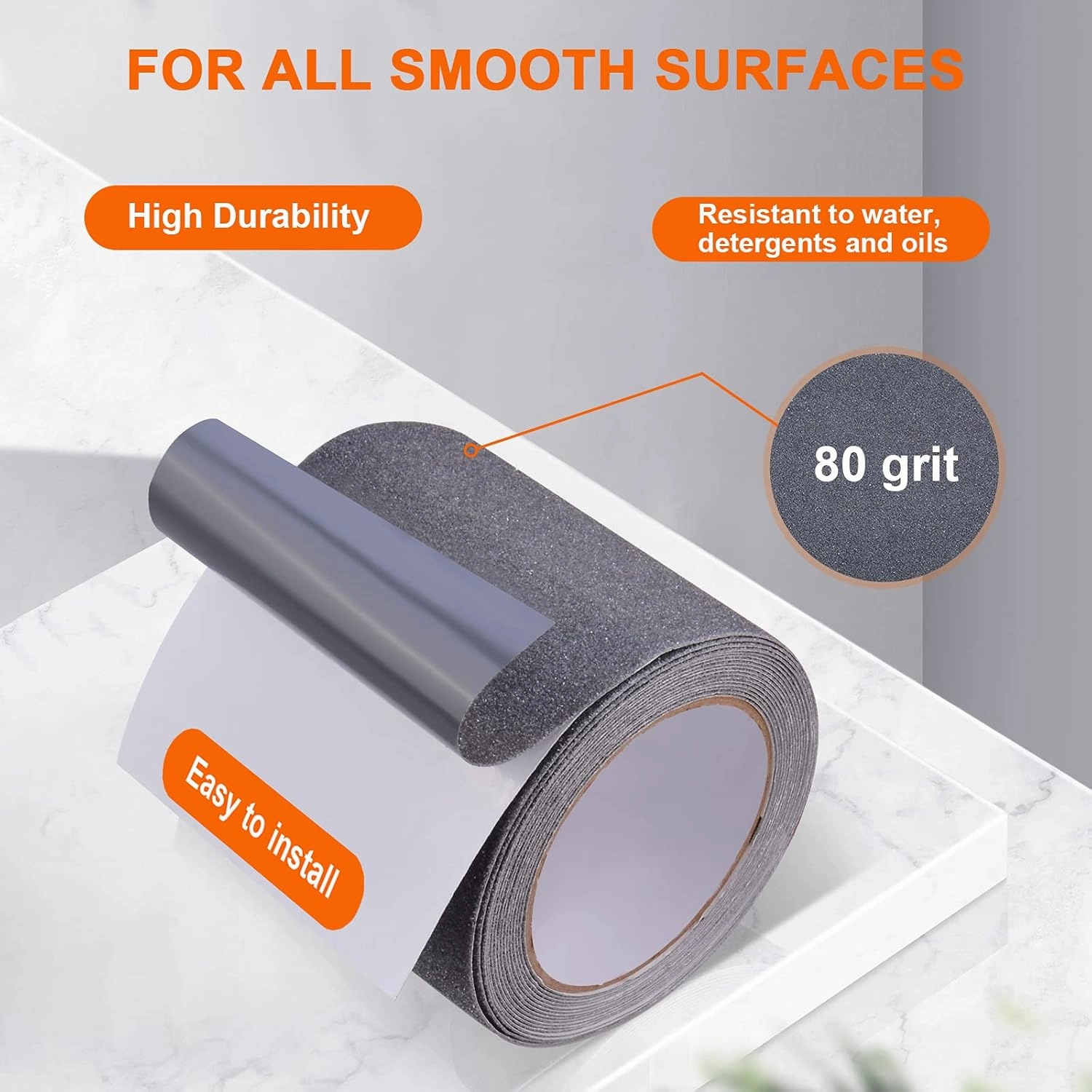Qingluan Grip Tape, Heavy Duty Anti Slip Tape for Stairs Outdoor/Indoor Waterproof 4" x 33 ft, Safety Non-Slip Roll for Stair Step Traction Treads Stair Non Slip Strips Grey