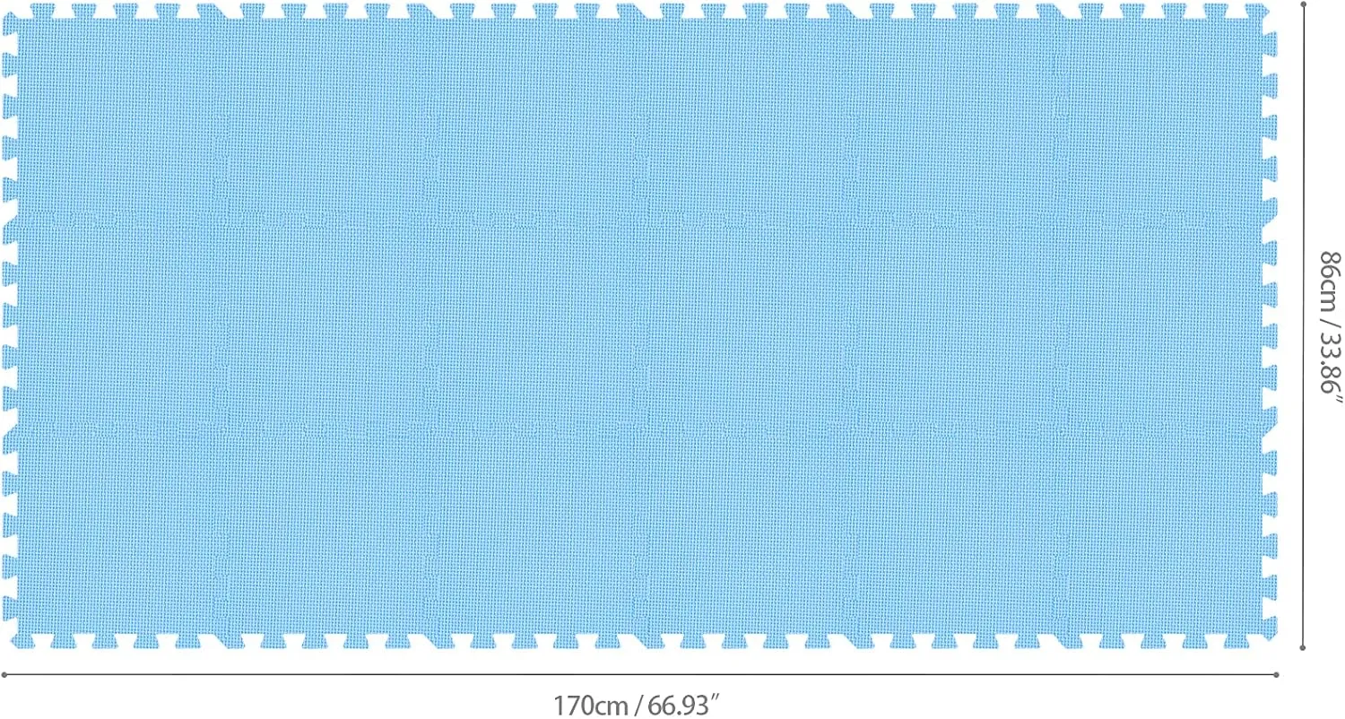 qqpp EVA Rubber 18 Tiles Interlocking Puzzle Foam Floor Mats - Baby Play Mat for Playing | Exercise Mat for Home Workout. Blue. QC-Gb18N