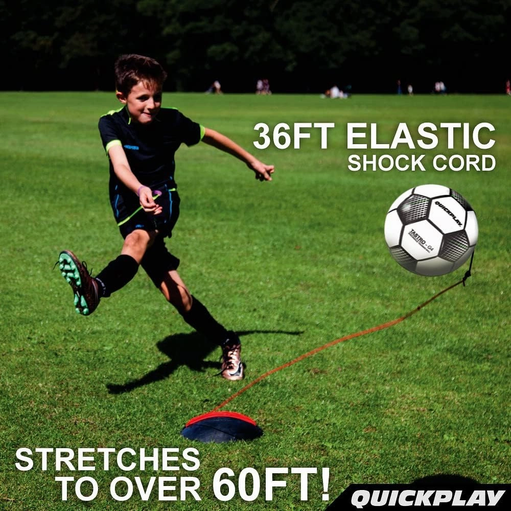 QUICKPLAY Replay Soccer Training Ball | Adjustable Bungee Elastic Training Ball with Base Weight