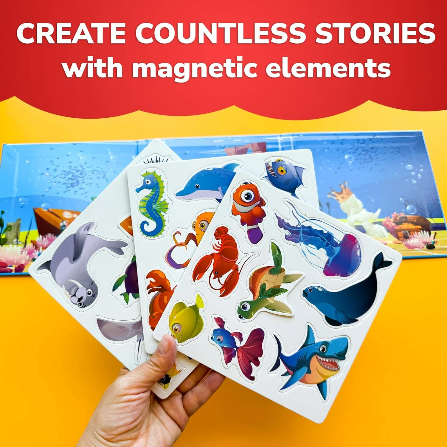 QUOKKA Travel Magnetic Puzzles for Toddlers 1-3 – 20 Pcs Sea Game with Playbook – Fun Travel Game Toy for Kids Ages 3-5 – Strong Magnets for Car Activities – Fun Toddler Puzzle Ages 2-4