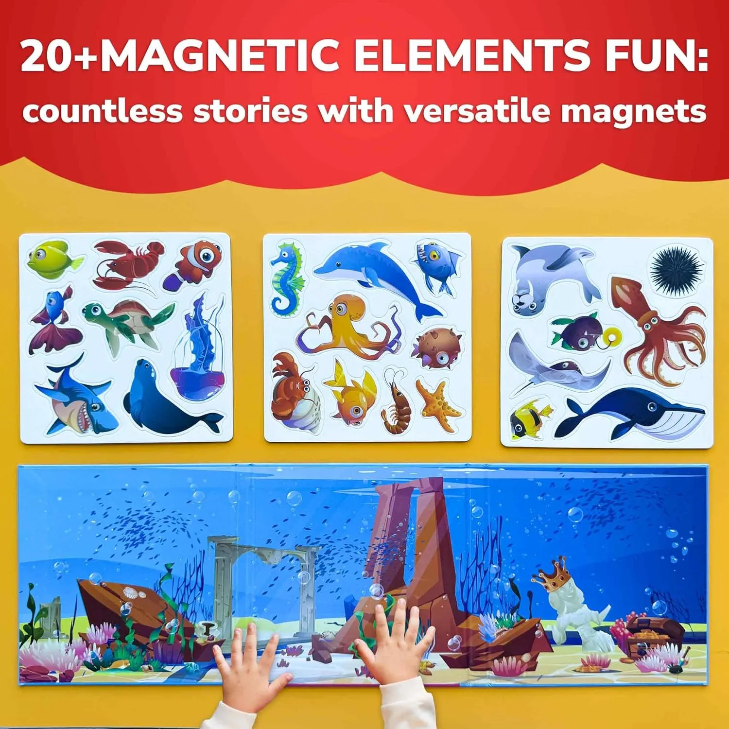 QUOKKA Travel Magnetic Puzzles for Toddlers 1-3 – 20 Pcs Sea Game with Playbook – Fun Travel Game Toy for Kids Ages 3-5 – Strong Magnets for Car Activities – Fun Toddler Puzzle Ages 2-4