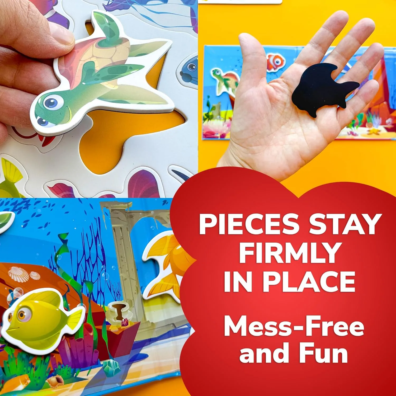 QUOKKA Travel Magnetic Puzzles for Toddlers 1-3 – 20 Pcs Sea Game with Playbook – Fun Travel Game Toy for Kids Ages 3-5 – Strong Magnets for Car Activities – Fun Toddler Puzzle Ages 2-4