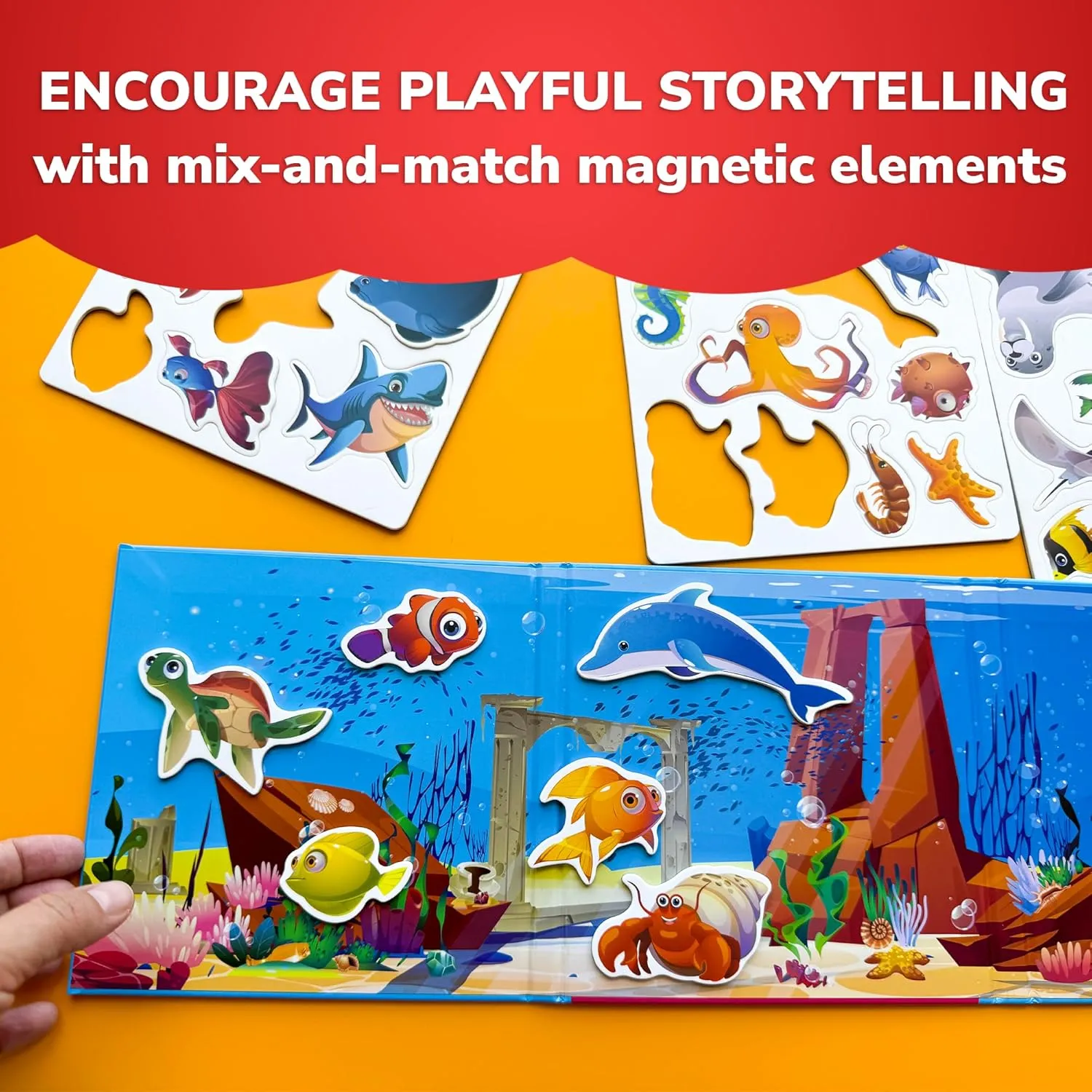 QUOKKA Travel Magnetic Puzzles for Toddlers 1-3 – 20 Pcs Sea Game with Playbook – Fun Travel Game Toy for Kids Ages 3-5 – Strong Magnets for Car Activities – Fun Toddler Puzzle Ages 2-4