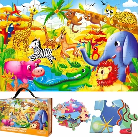 QUOKKA Giant Floor Puzzles for Kids Ages 3-5 - 2x3 Feet 48 Piece Puzzles for Kids Ages 4-8 - Educational Toys on Large Puzzles for Boys and Girls Ages 3-5 - Africa Toy Gift Activities