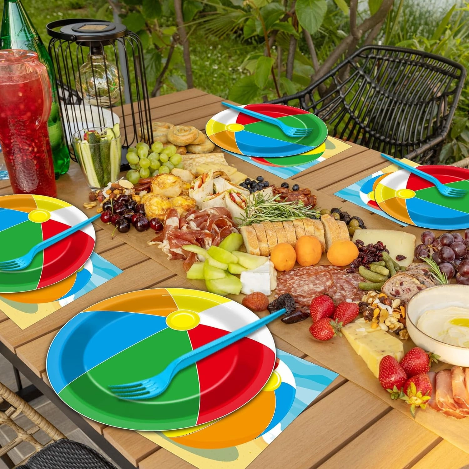 Qyeahkj 50 Guests Beach Ball Party Plates and Napkins Tableware Set Summer Pool Birthday Party Dinnerware Supplies Favors Decorations for Kids Boys Girls Summer Camp