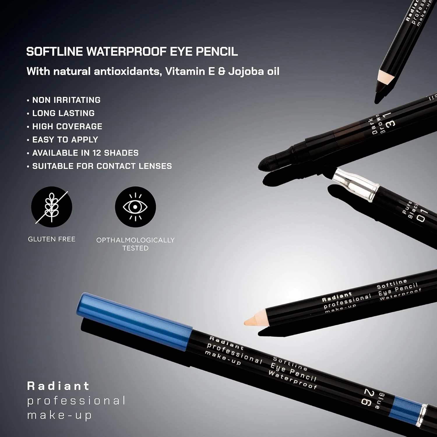 Radiant Professional Waterproof Eyeliner Pencil - Eyeliner Waterproof Smudge Proof for Woman - Long Lasting Under Eye Pencil for Smoky Eye - Soft Waterline Eye liner with Smudger Tool, Beige (29)