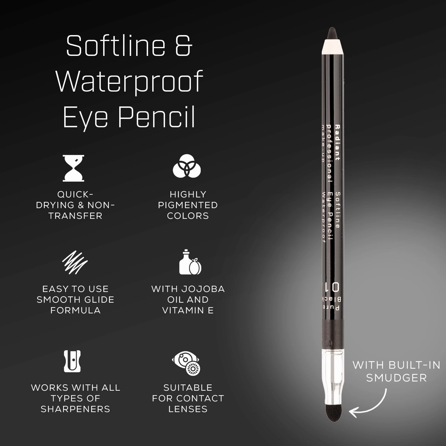 Radiant Professional Waterproof Eyeliner Pencil - Eyeliner Waterproof Smudge Proof for Woman - Long Lasting Under Eye Pencil for Smoky Eye - Soft Waterline Eye liner with Smudger Tool, Beige (29)