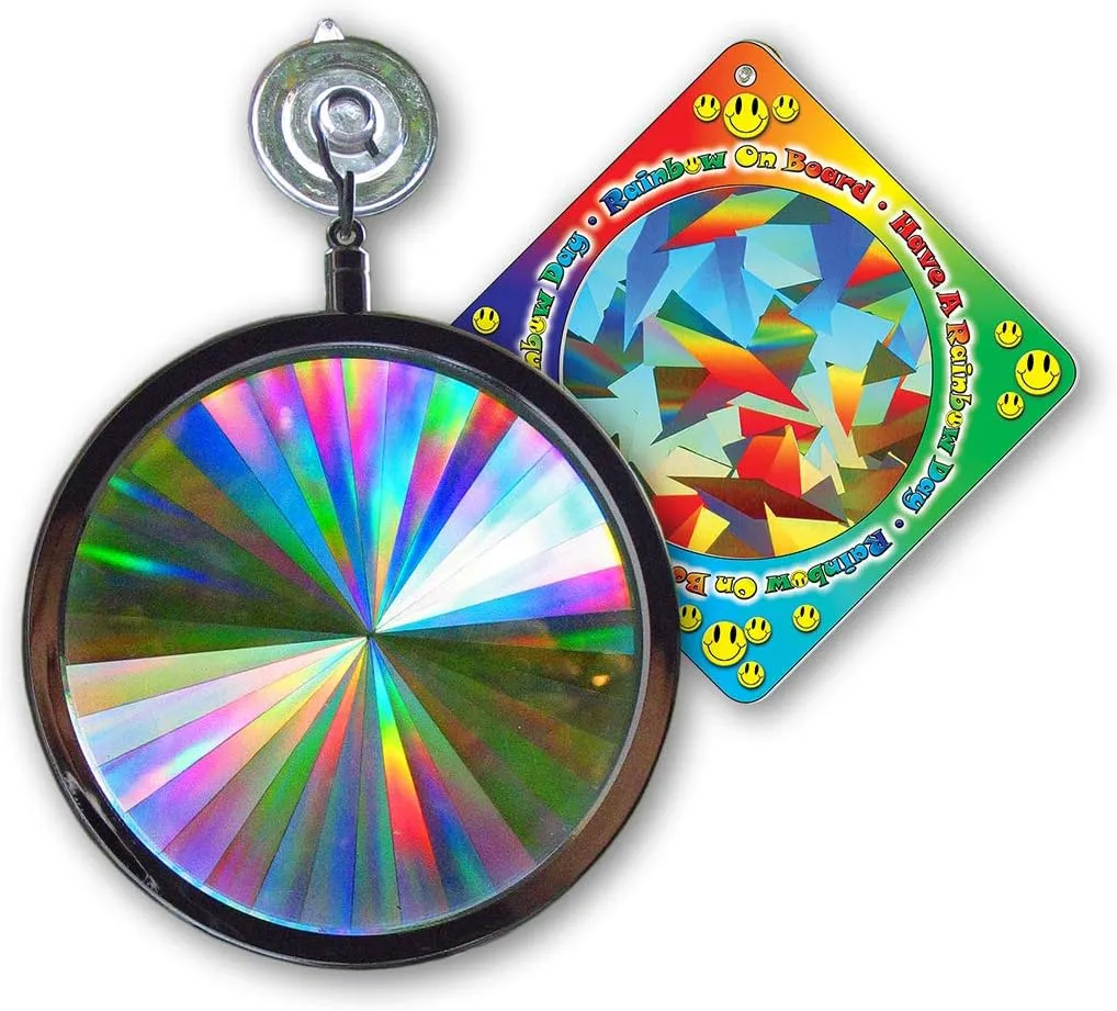 Rainbow Symphony - Rainbow Window Suncatcher – Prism Light Catcher for Windows Creates Vibrant Rainbows – 4" Hanging Sun Catcher with Axicon Pattern and Bonus Decal – Made in USA
