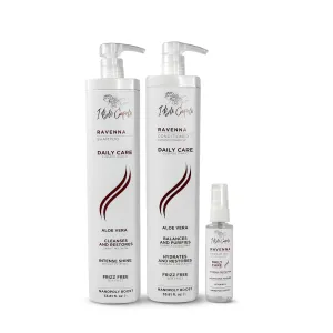 Ravenna Daily Care Aloe Vera Shampoo, Conditioner & Repair Oil Kit – Hydration & Strength for Healthy Hair