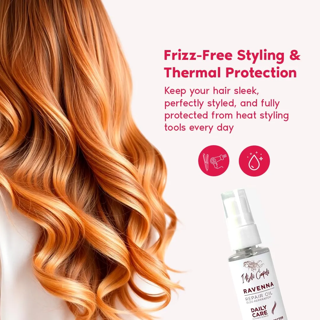 Ravenna Daily Care Kit – B-tox Organic Hair Straightening, Deep Cleansing Shampoo, Daily Conditioner, and Repair Oil for Intense Hydration, Smoothing, and Shine