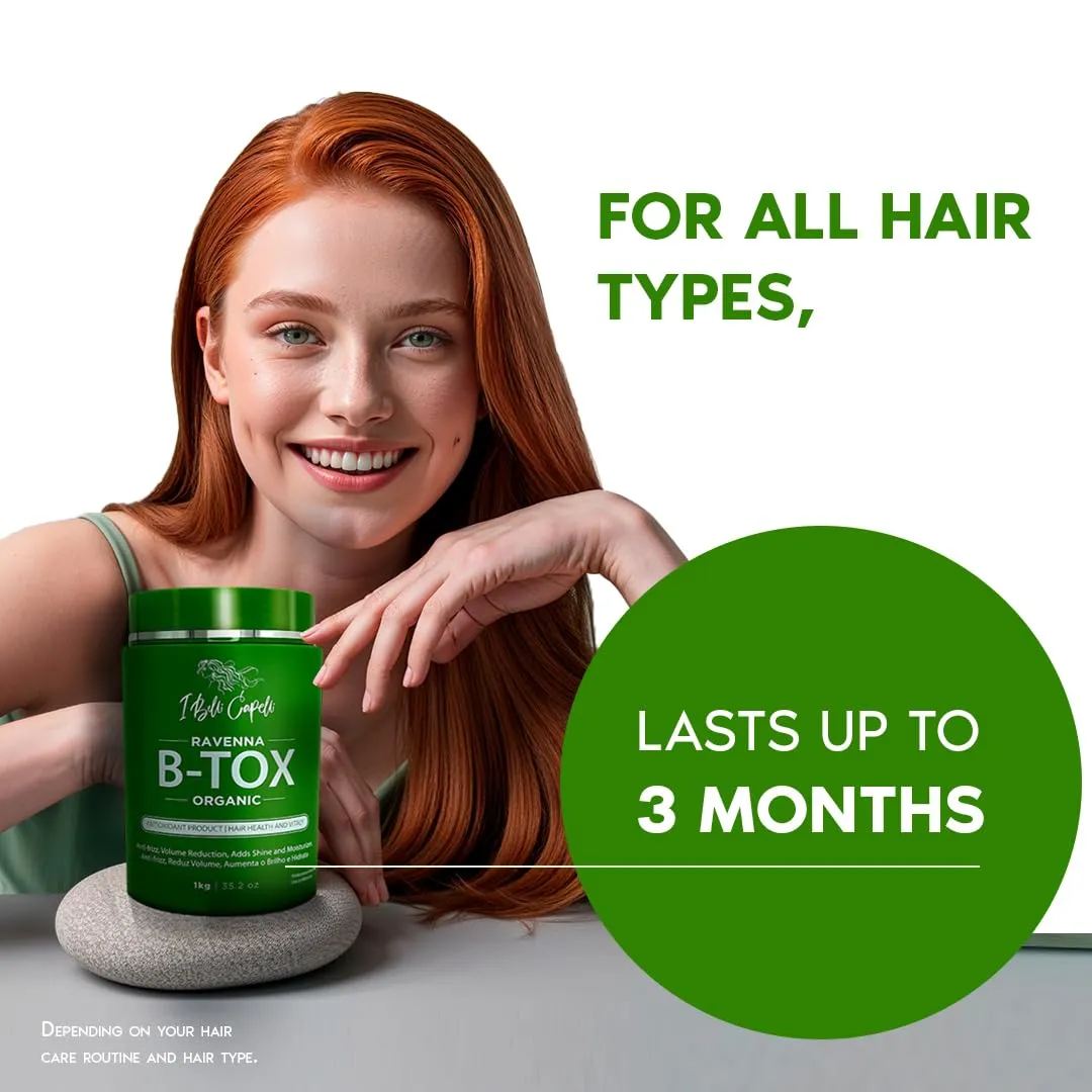 Ravenna Daily Care Kit – B-tox Organic Hair Straightening, Deep Cleansing Shampoo, Daily Conditioner, and Repair Oil for Intense Hydration, Smoothing, and Shine