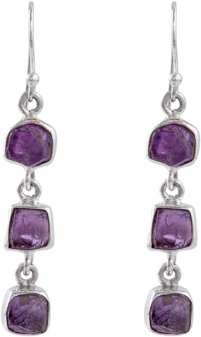 Raw Gemstone Drop Dangle Earrings in 925 Sterling Silver Handmade Jewelry Gift for Her