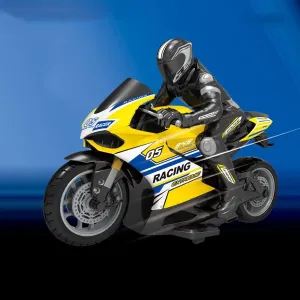 RC 1:10 Four-Channel Remote Control Motorcycle 2.4G Off-Road Motorcycle Stunt Drifting Car Doll Detachable Joints Flexible Boy Toy Car Solid and Durable Children’s Gift