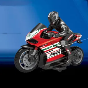 RC 1:10 Four-Channel Remote Control Motorcycle 2.4G Off-Road Motorcycle Stunt Drifting Car Doll Detachable Joints Flexible Boy Toy Car Solid and Durable Children’s Gift