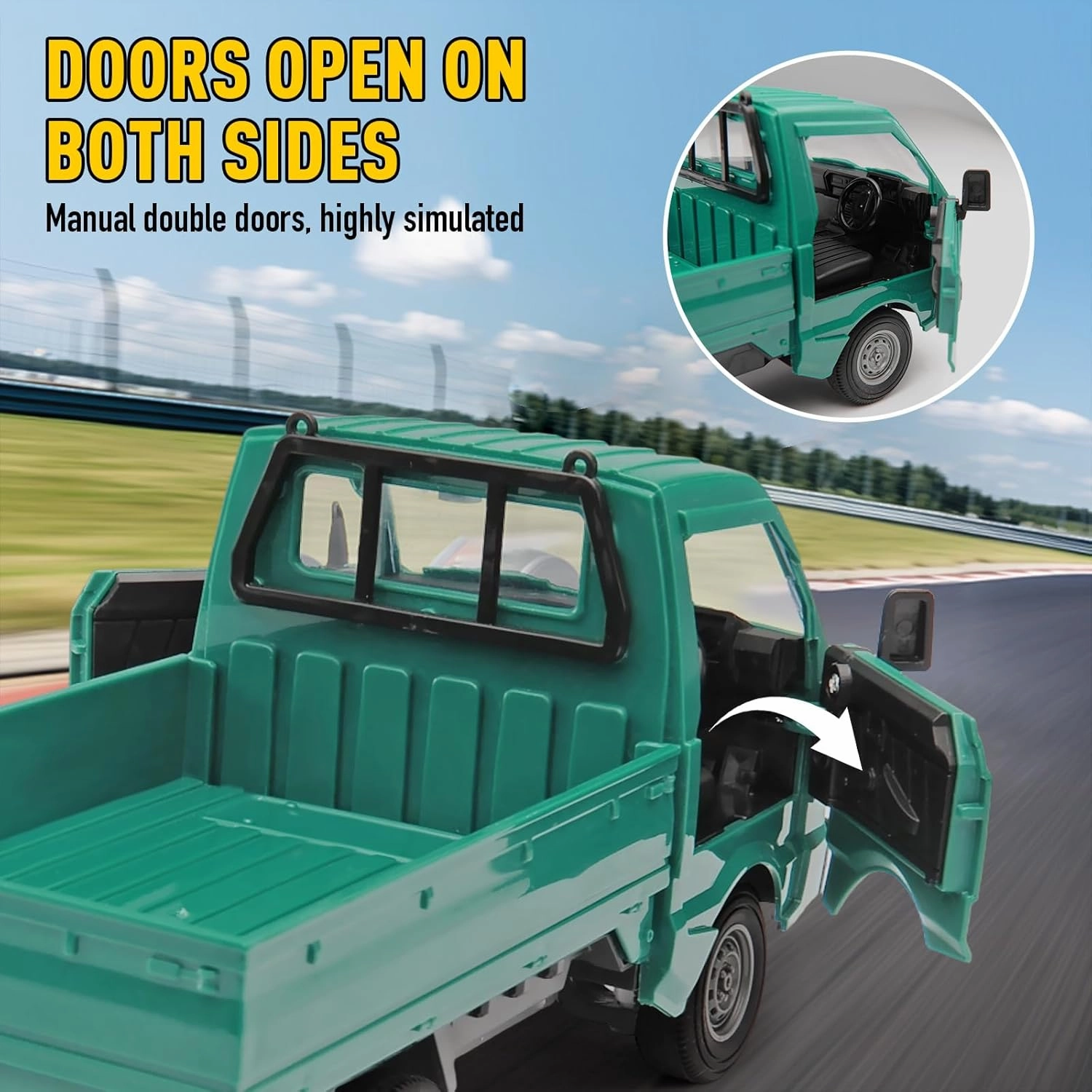 RC Car 1/16 RC Drift Car RTR Remote Control Racing Pickup Truck 2WD Truck Drift Crawler Off Road 2.4G with Spray Music and Light Vehicle Hobby Grade Toy Model for Kids and Adult (Green-1)