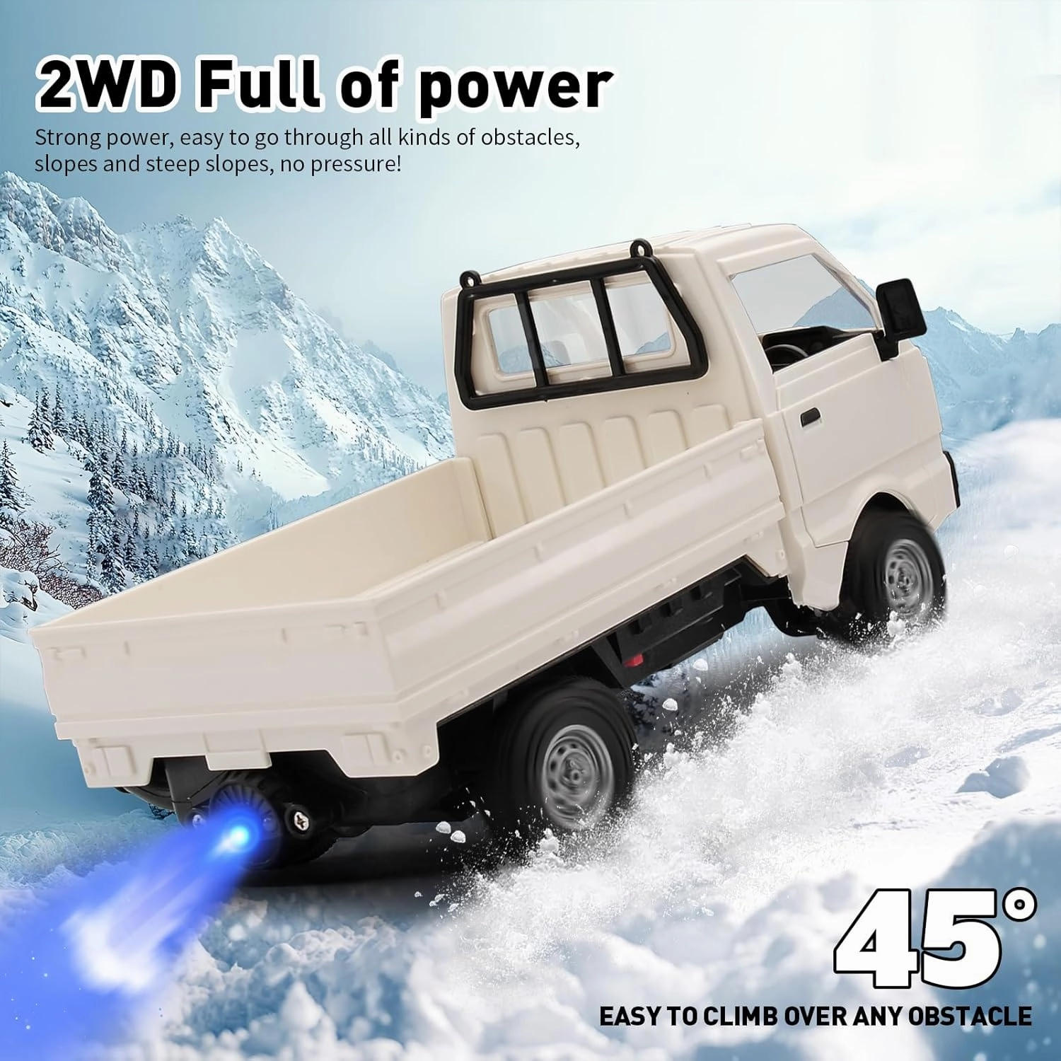 RC Car 1/16 RC Drift Car RTR Remote Control Racing Pickup Truck 2WD Truck Drift Crawler Off Road 2.4G with Spray Music and Light Vehicle Hobby Grade Toy Model for Kids and Adult (White-1)