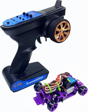 RC Car DIY, 1/28 4WD Metal Rear Drift Repellent, DRZ XRX Mini Z, Purple, Remote Control