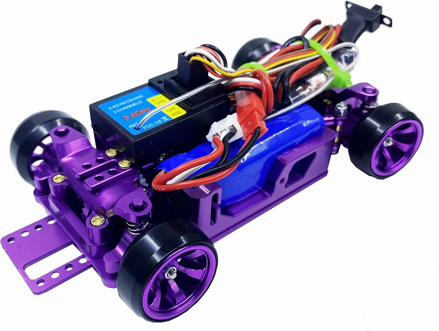 RC Car DIY, 1/28 4WD Metal Rear Drift Repellent, DRZ XRX Mini Z, Purple, Remote Control