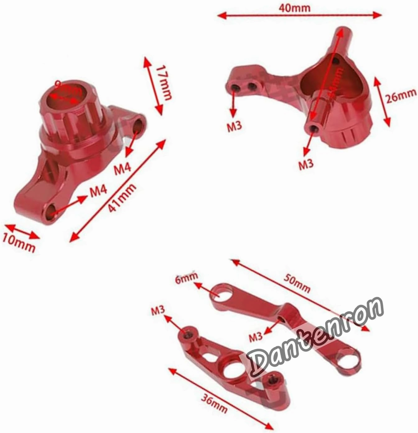 RC Metal TT-02 Front and Rear Steering Cup Steering Group and Steering Link Rod Set for Tamiya TT02 1/10 On Road Touring Rally Racing Car Upgrade Parts (Red)