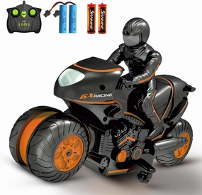 RC Motorcycle Remote Control Motorcycles, High Speed RC Car Remote Control Car, 2.4GHz 360° Rotating Drift Stunt Car Motorbike Toy for Kids Ages 4, 5, 6, 7, 8 and Up (Orange)