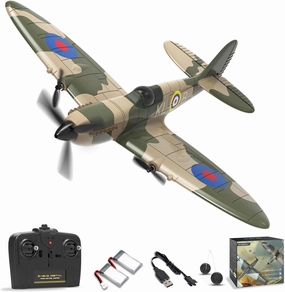 RC Plane RTF for Beginners,2.4Ghz 3CH Remote Control Airplane Easy to Fly with Gyro Stabilization，Outdoor Hobby WWII,with Xpilot Stabilization System (Spitfire)