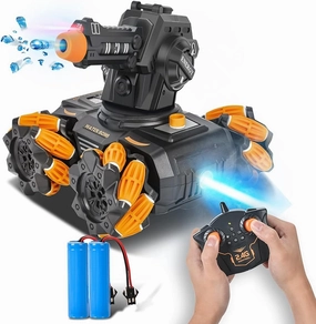 RC Tank 2.4Ghz Remote Control Car Toys Monster Truck with LED Light Realistic Sounds & Music Rear Fog Stream 2 Rechargeable Batteries Birthday Gifts for Kids Boys Girls