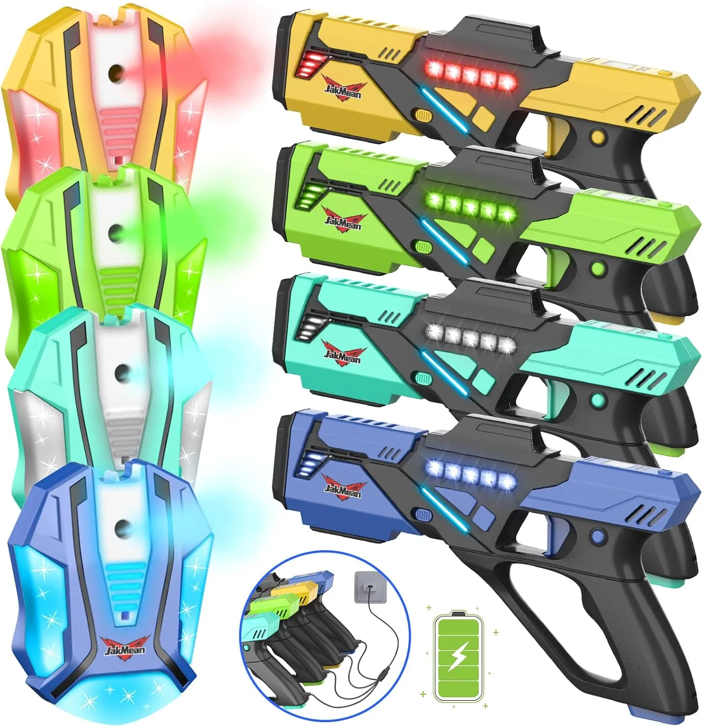 Rechargeable Laser Tag Set with Vests, Upgrade Laser Tag Guns Set of 4 with Mist Spray Effect & LED Digital, Multi Player Laser Tag Set for Kids Toy for Teen Boys & Girls, Ages 8 