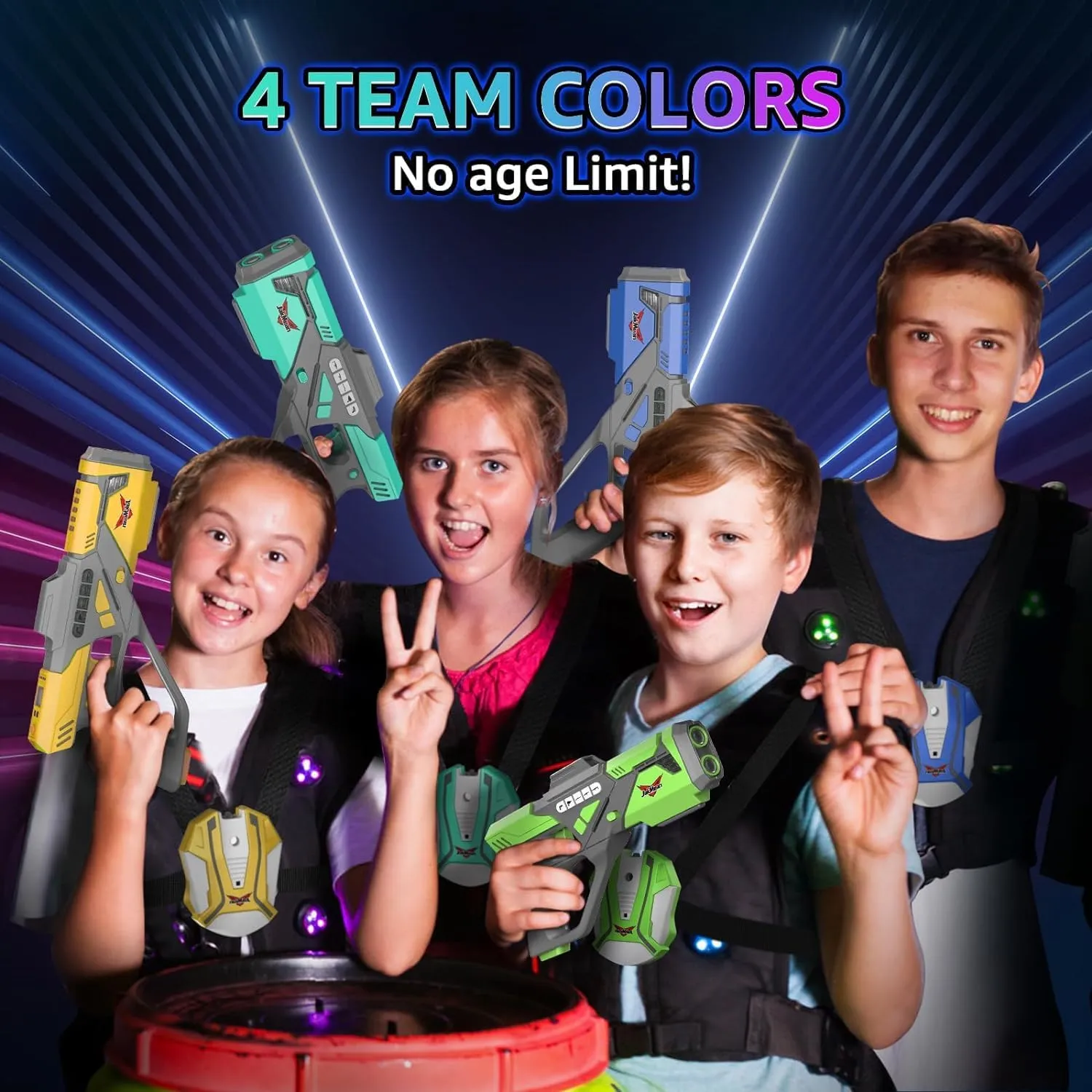 Rechargeable Laser Tag Set with Vests, Upgrade Laser Tag Guns Set of 4 with Mist Spray Effect & LED Digital, Multi Player Laser Tag Set for Kids Toy for Teen Boys & Girls, Ages 8 