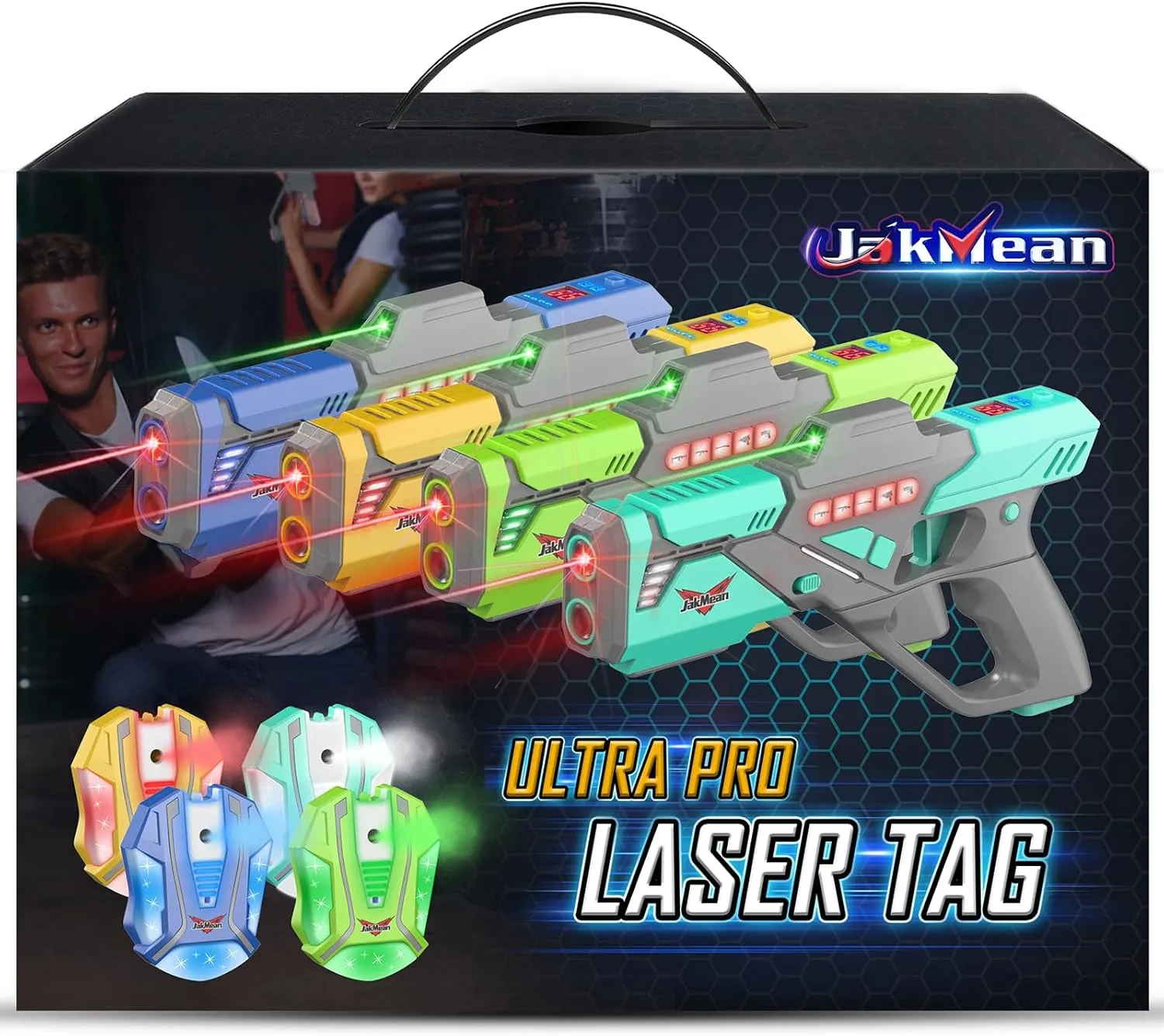 Rechargeable Laser Tag Set with Vests, Upgrade Laser Tag Guns Set of 4 with Mist Spray Effect & LED Digital, Multi Player Laser Tag Set for Kids Toy for Teen Boys & Girls, Ages 8 