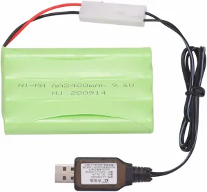 Rechargeable Ni-Mh Battery AA X 8 (4 4) 2400mAh 9.6V KET-2P / L6.2-2P Plug for RC Toy Household Electric Appliances Lighting Equipment with Charging USB Cable
