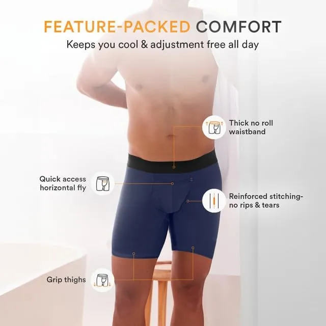 Re:Luxe Paradise Pocket Ball Pouch Underwear for Men, Boxer Briefs w/fly, Anti-Chafing, No Ride Up Legs